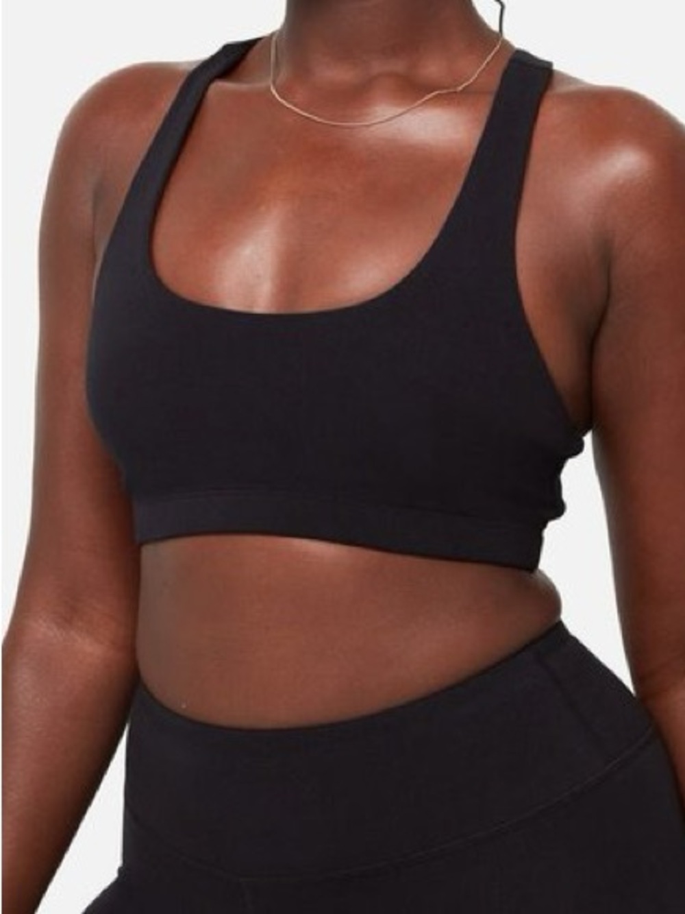 MATE the Label Organic Cotton Stretch Sports Bra in Black
